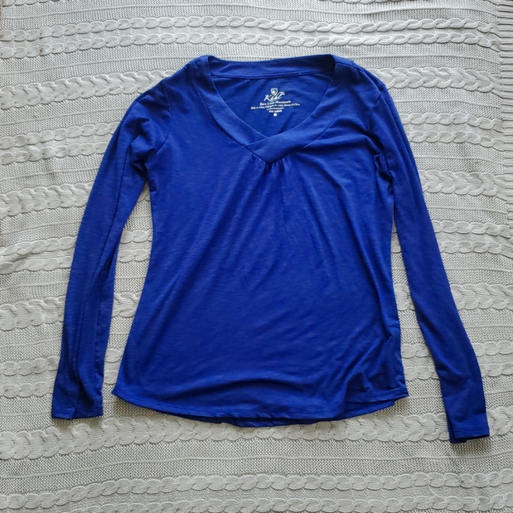 Kuhl Blue Long Sleeve V-Neck Shirt Top Blouse Medium EUC